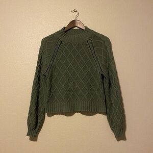 American Eagle Green Cable Knit Sweater
